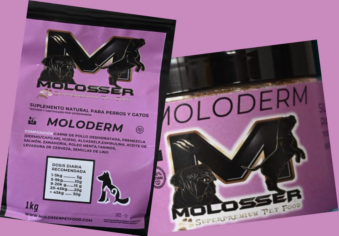 MOLODERM- SUPLEMENTO NATURAL DERMATOLÓGICO PARA PERROS Y GATOS