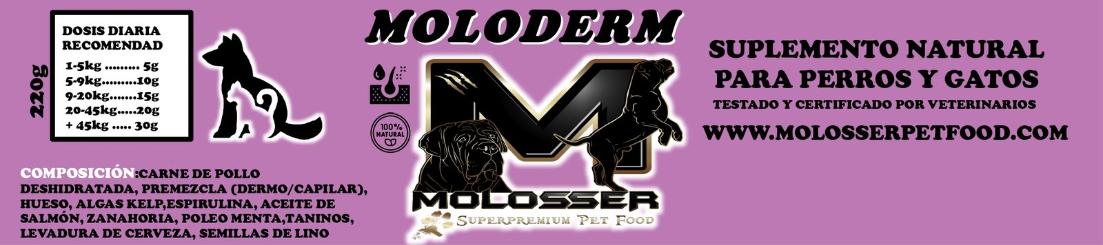 MOLODERM- SUPLEMENTO NATURAL DERMATOLÓGICO PARA PERROS Y GATOS - Imagen 2