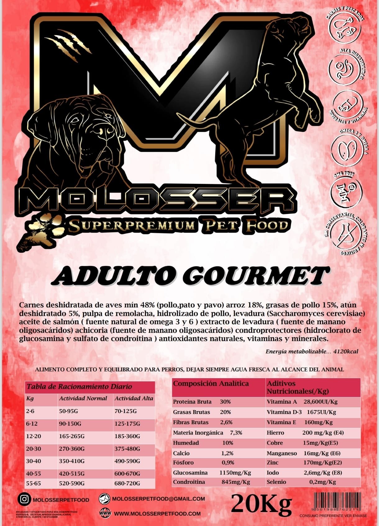 MOLOSSER ADULTO GOURMET - PIENSO PARA PERROS CON ACTIVIDAD MEDIA-ALTA - Imagen 2